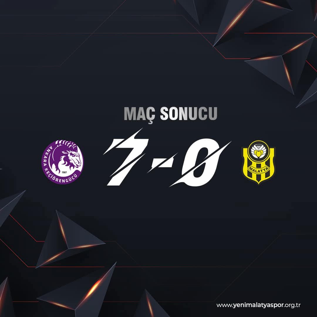 Ankara Keçiörengücü'ne 7-0 mağlup olan Yeni Malatyaspor'un ligden düşmesi kesinleşti.