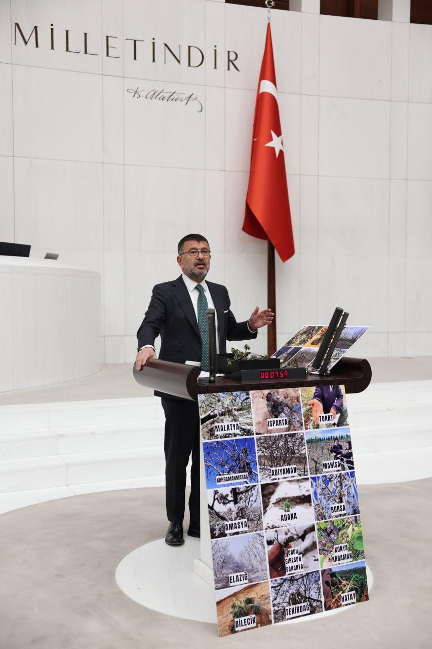 12 Nisan’da meydana gelen zirai afetle ilgili TBMM’de konuşma yapan